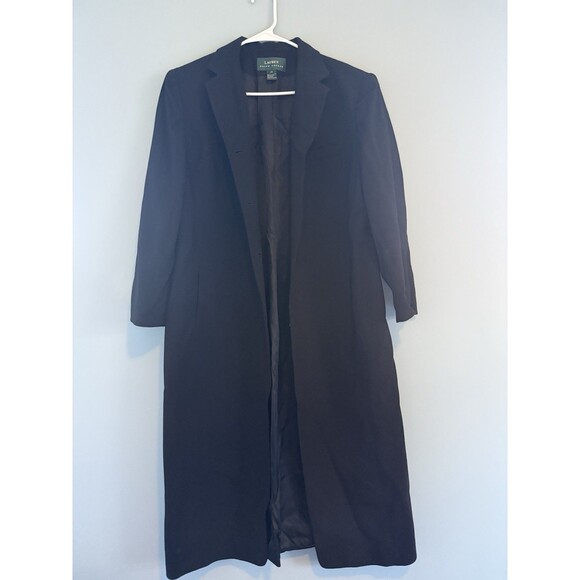 Lauren Ralph Lauren Vintage Wool Coat Single Breasted Black Size 14 - Picture 2 of 8
